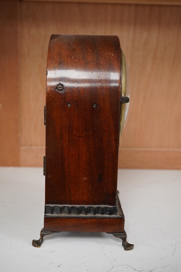 A small Regency brass inlaid mahogany bracket clock, 22cm